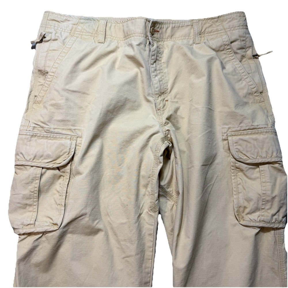 LL Bean Cargo Pants Mens 40x36 Khaki Outdoor Hiking Utility Cotton - Picture 2 of 9